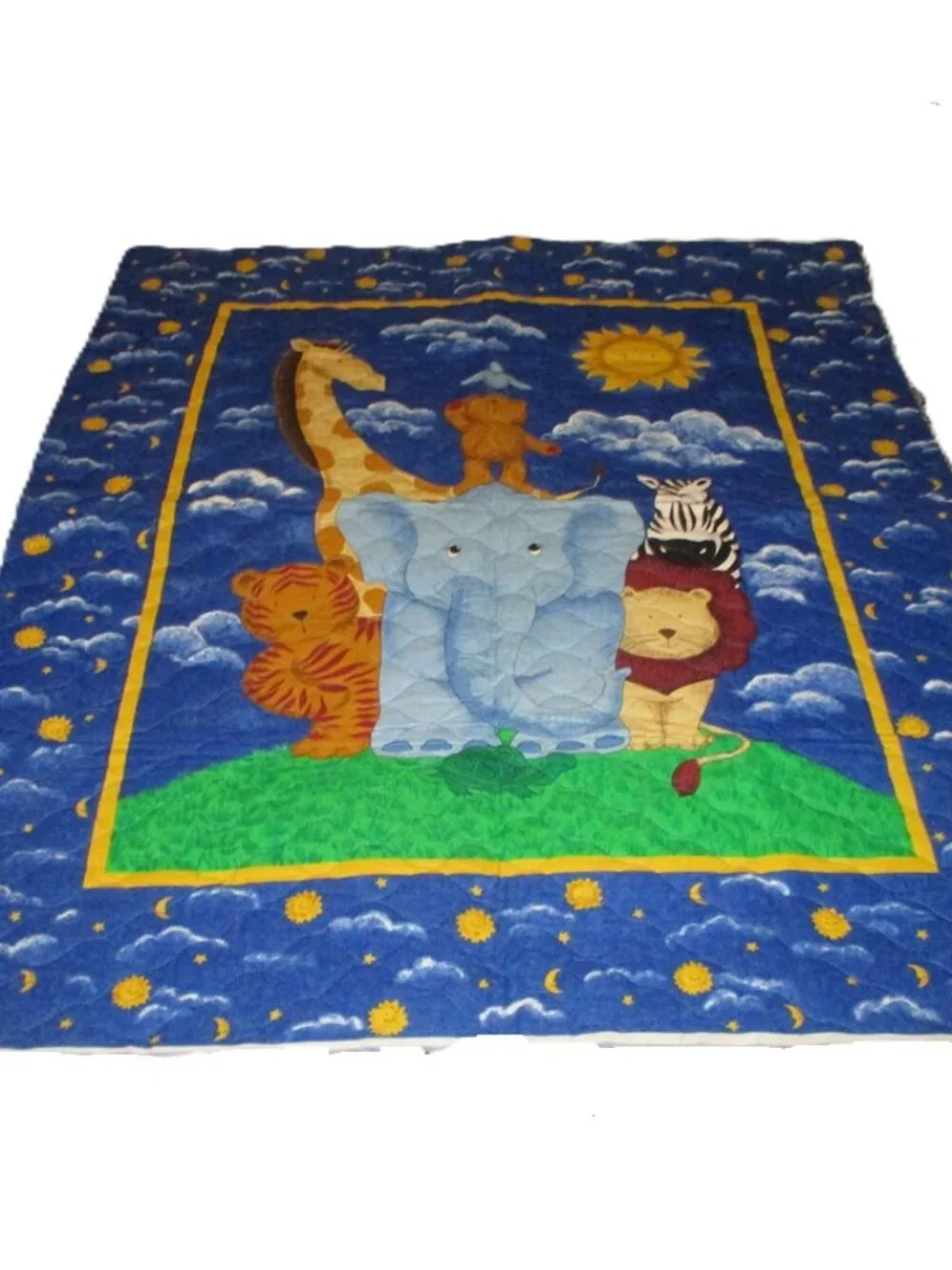 NEW Colorful Elephant Zebra Tiger Lion Baby Crib Quilt Unfinished Sun Moon